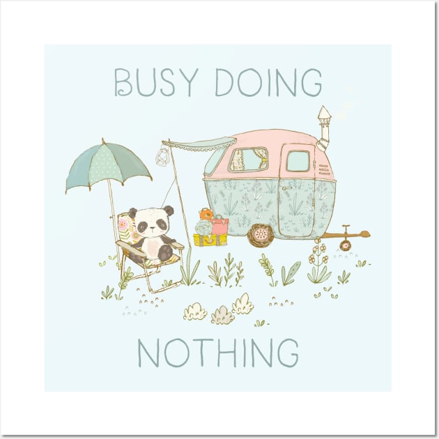 Busy doing nothing - Panda bear - Pastel whimsical art Wall Art by Alice_creates